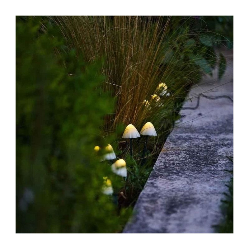 10 mini-champignons lumineux solaires a piquer - LUMISKY - CHAMPY - 3.8 m - Balisage allée - LED blanc chaud - 3