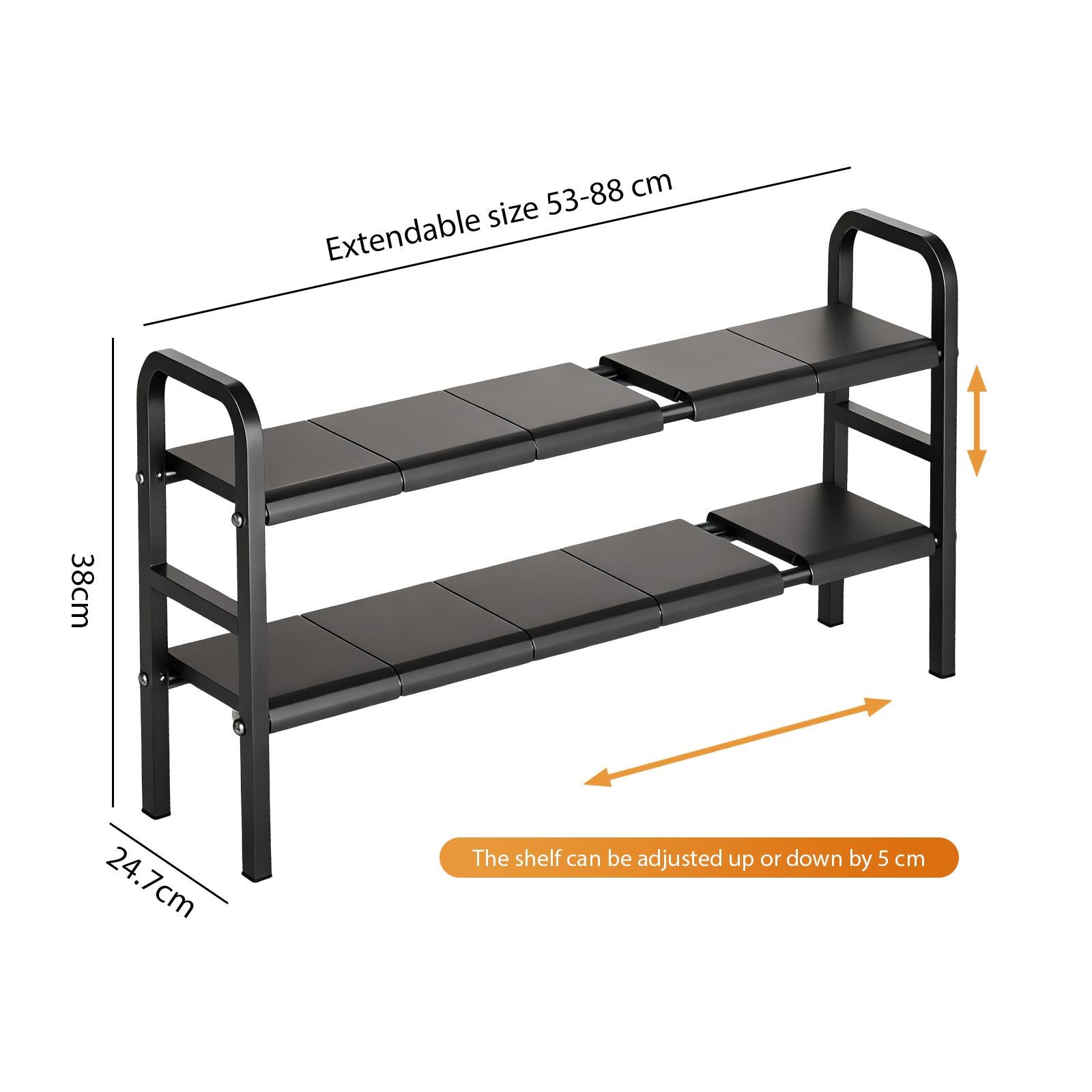 Étagère de rangement extensible pour cuisine, 53-88 cm, à deux niveaux,idéale pour ranger les casseroles,les aliments et les appareils électroménagers - 3