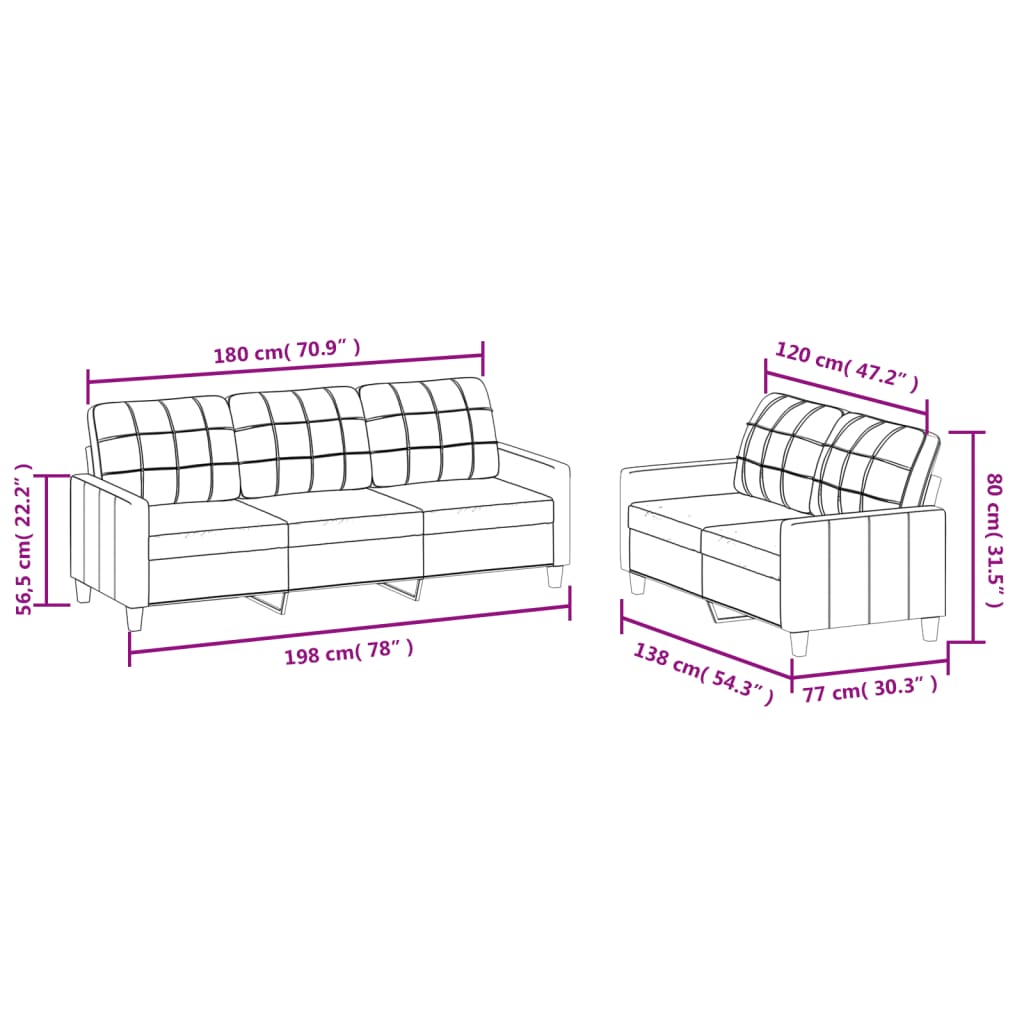 Ensemble de canapés 2 pcs avec coussins Cappuccino Similicuir vidaXL - 6