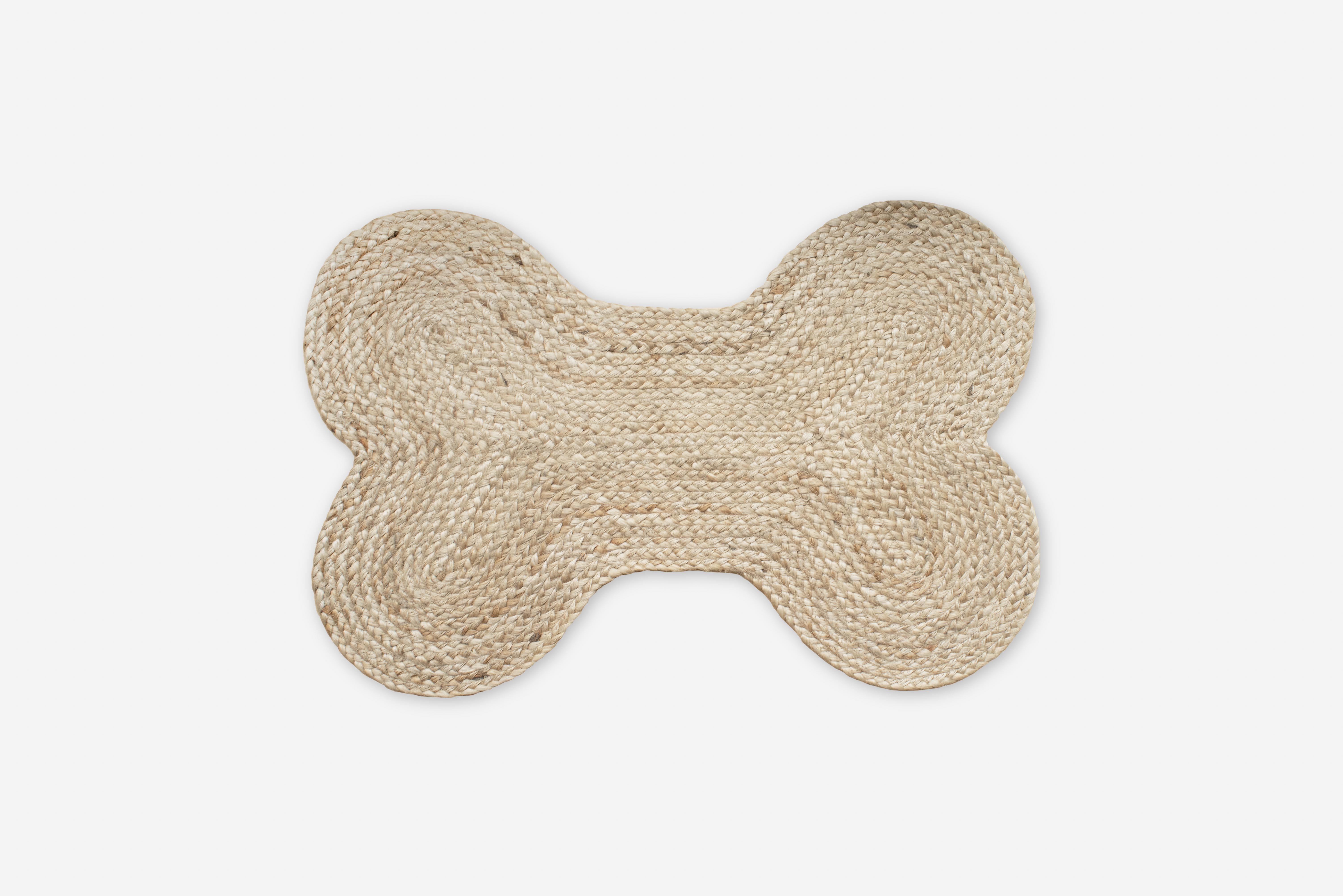 Tapete de juta natural feito à mão em forma de osso 45x70 cm | Resistente, ecológico e artesanal