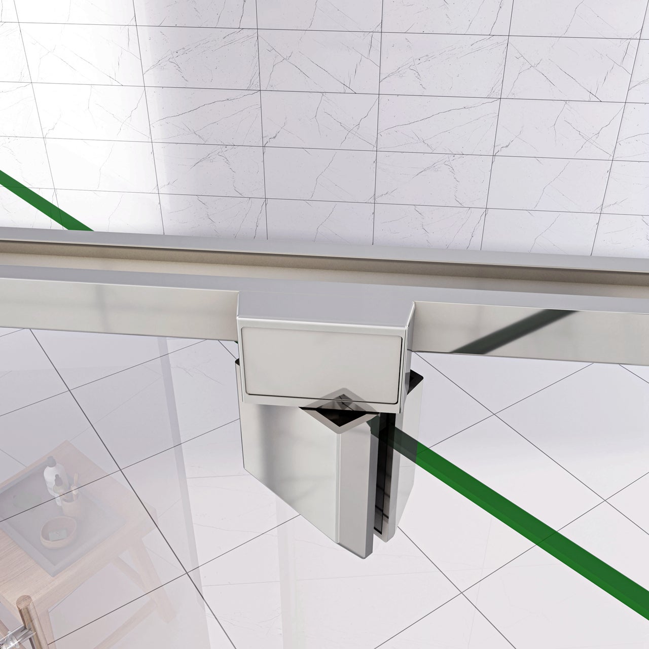 185cm Box Doccia Angolare Porta Girevole Battente con Parete Fissa 90x70cm in Vetro Temperato Trasparente 5 mm Profilo Cromo Lucido - 5