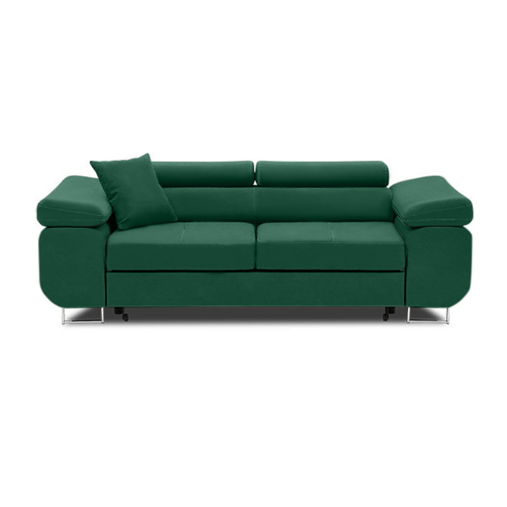 Rozkładana sofa, Bellezza, 209x100x87 cm, butelkowa zieleń - TYLETEGOTU