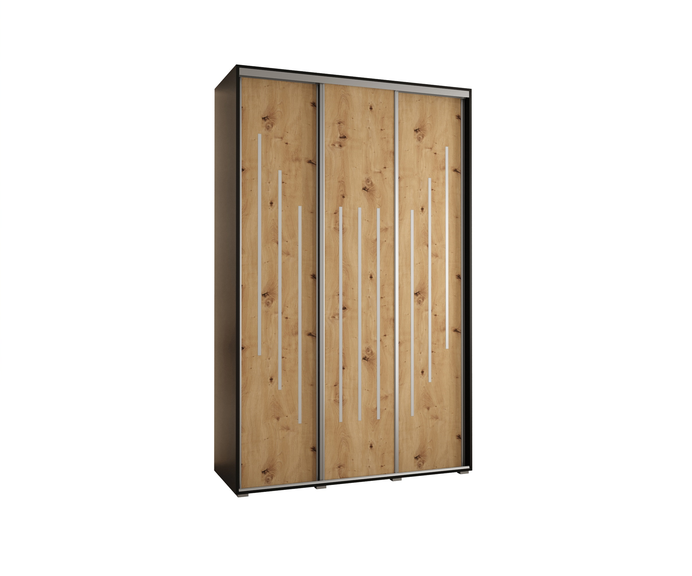 Szafa przesuwna wysoka Davos 8 160 x 60 x 235,2 cm czarny + artisan + u. srebrny - Abiks Meble