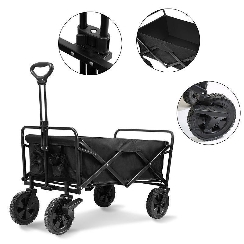 Carro de transporte carro peatonal carro de jardín carro de herramientas carro de mano negro