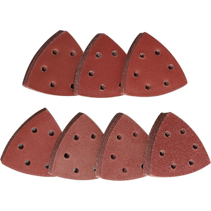 Discuri abrazive triunghiulare Velcro Delta, pachet mixt de 70 bucăți, 10 x granulație 60/80/120/180/240/320/400 fiecare