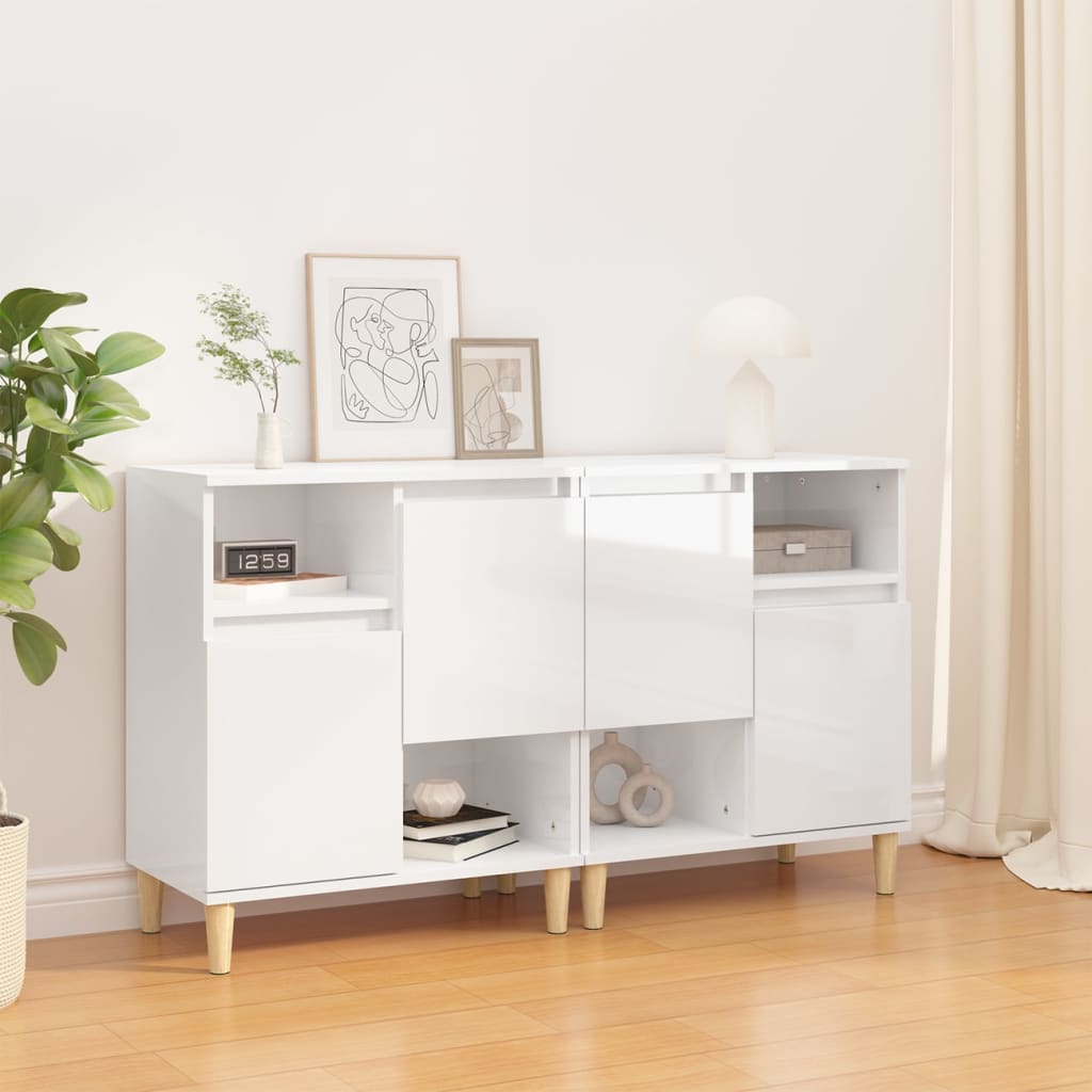 Buffet Blanc Brillant 60x35x70 Cm En Bois D'ingénierie - Neuf Sous Emballage