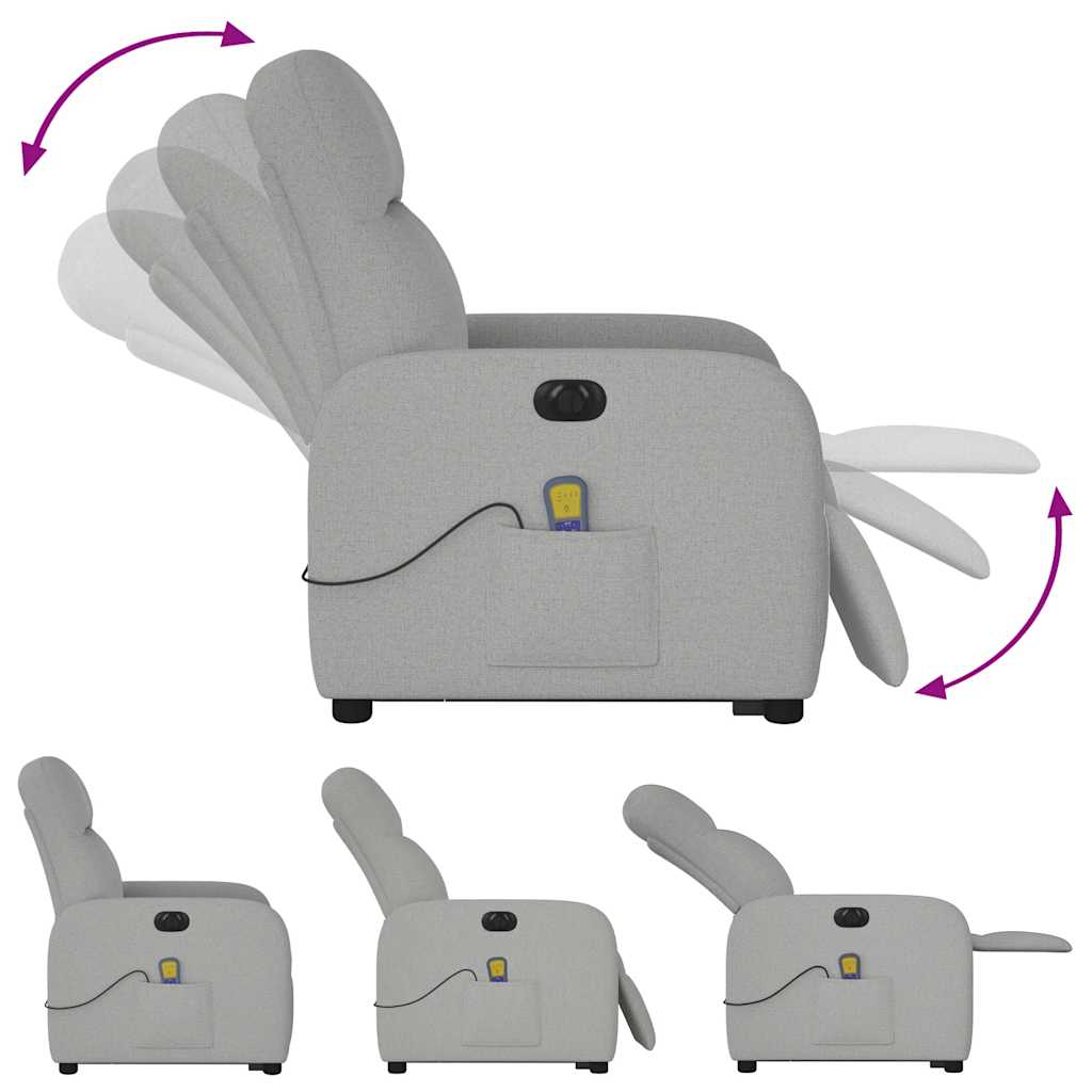 Fauteuil inclinable de massage | Fauteuil de relaxation | Chaise de relaxation électrique gris nuage tissu CFW682222 - 8
