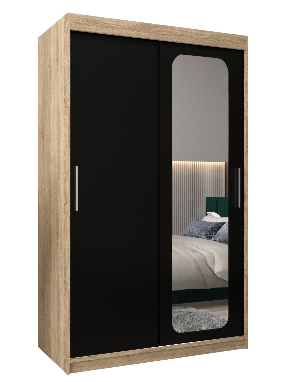 Szafa przesuwna garderoba PROMO T2 120 x 62 x 200 cm Sonoma + Czarny - Abiks Meble