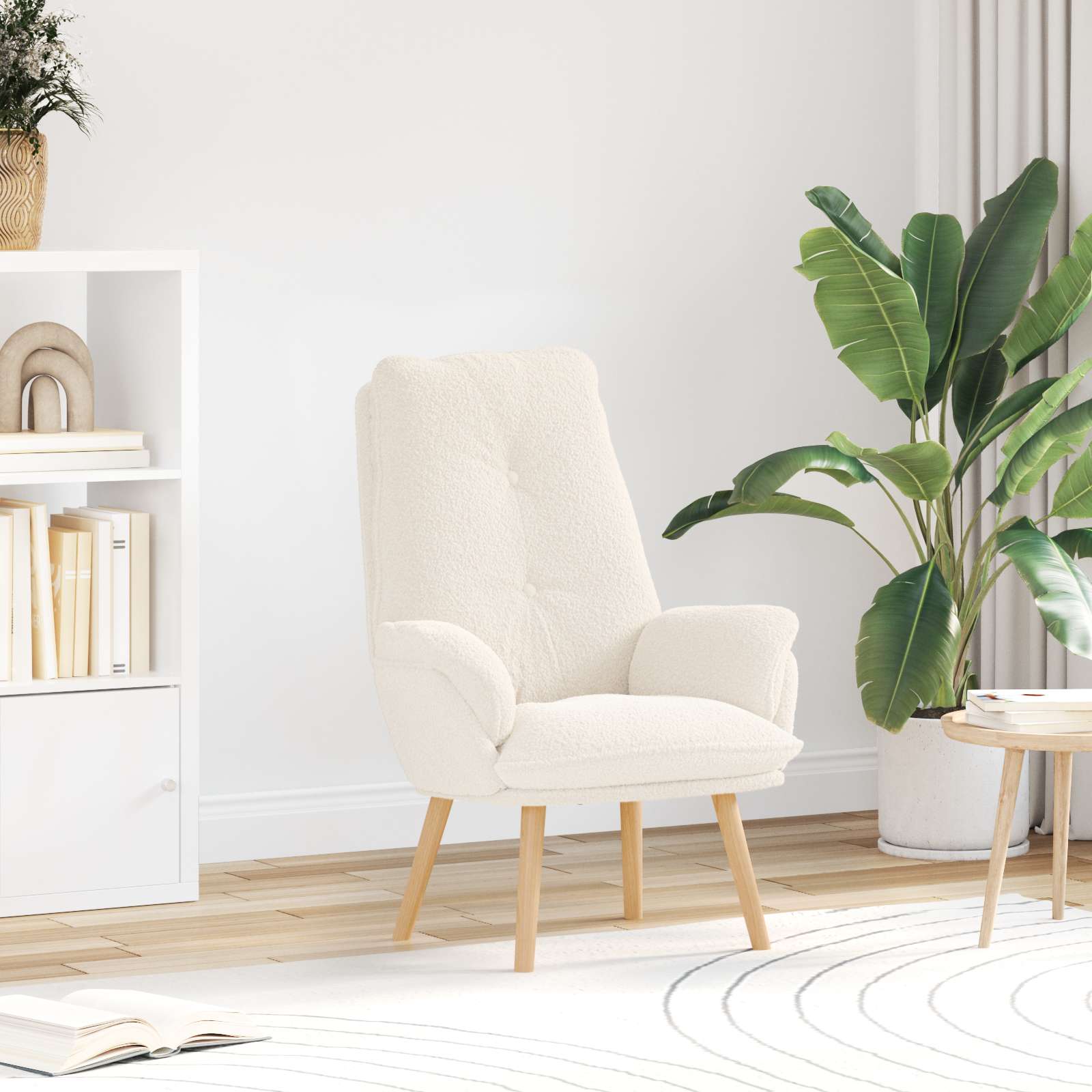 fotel Kremowy 69 x 74 x 93 cm Tkanina sherpa vidaXL