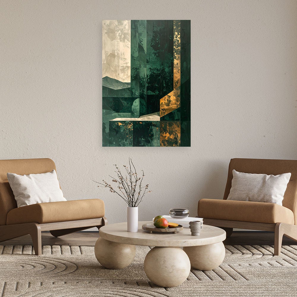 Obraz nowoczesny do salonu sypialni biura loftu, Abstrakcyjne kształty w zieleni 40x60 - 2