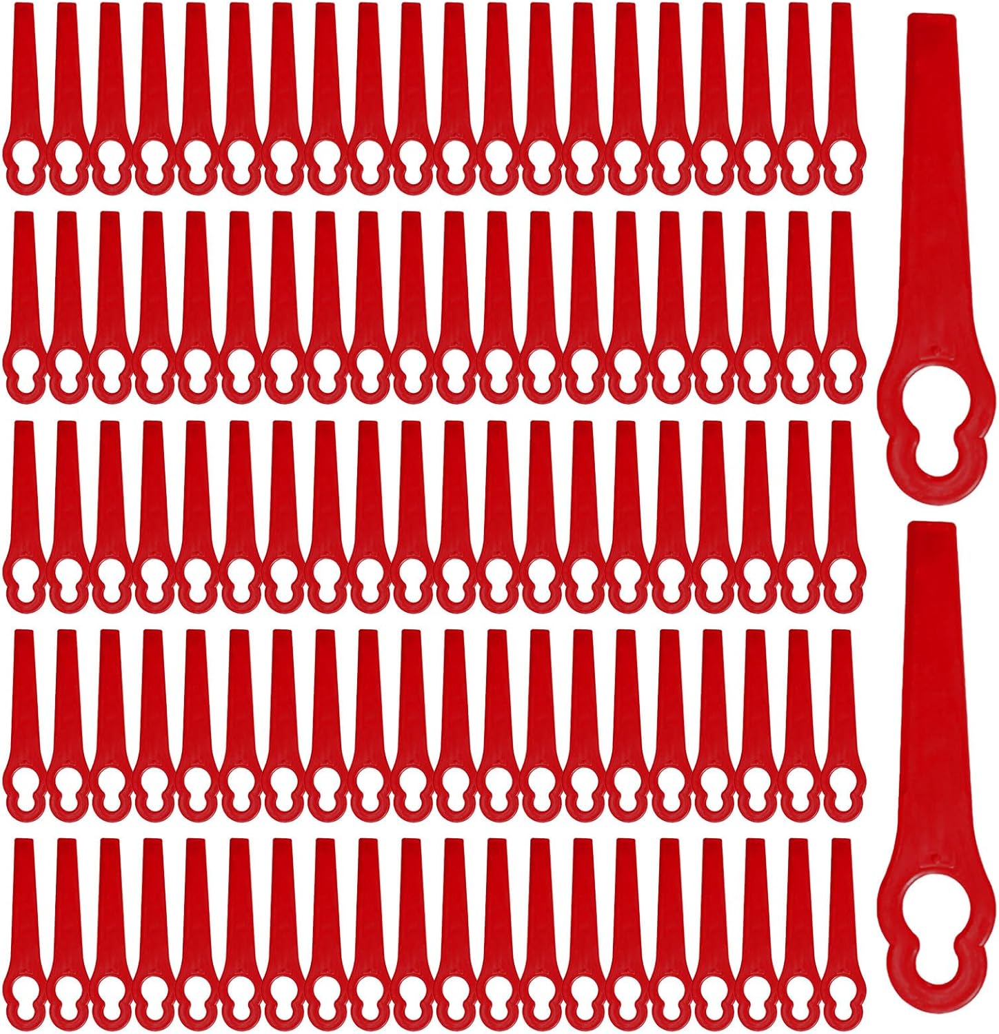 Plastikowe ostrza zamienne, 150 sztuk, czerwone ostrza do kosiarki do trawy do ogrodu