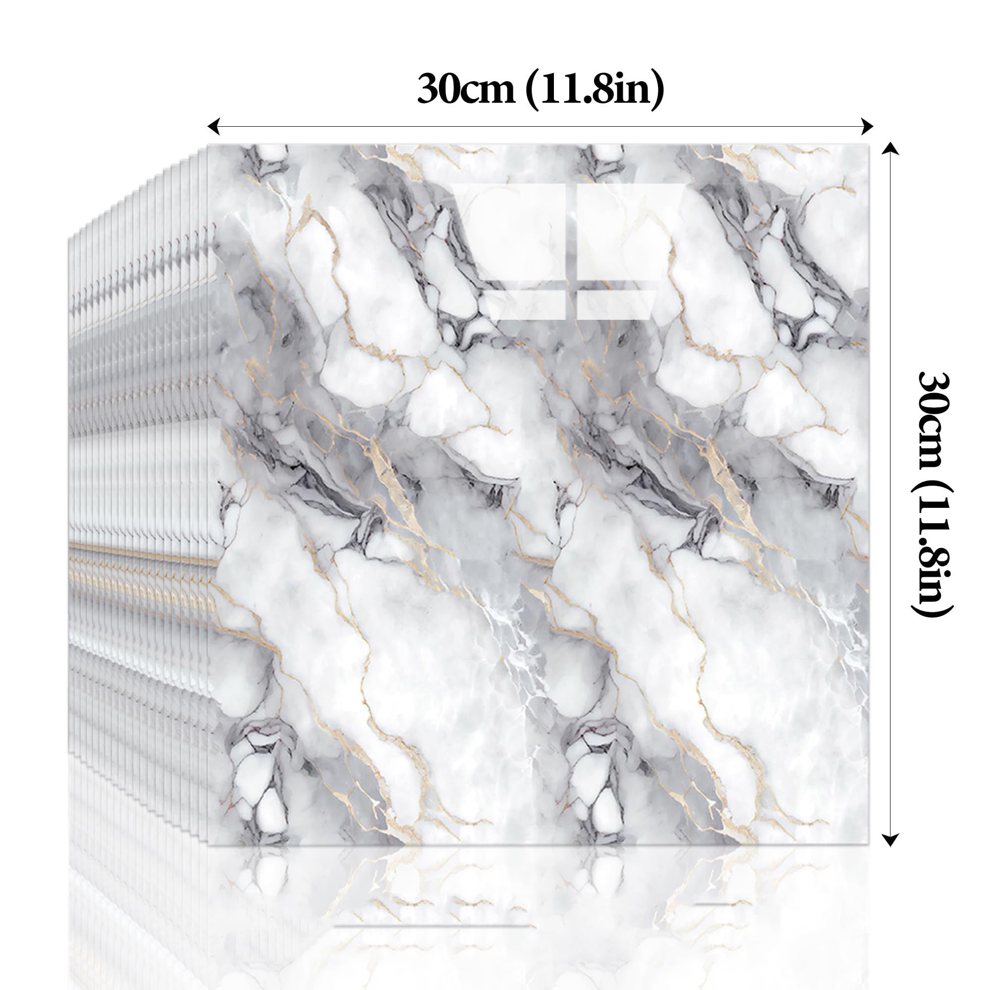Set di 20 adesivi murali effetto marmo, pannelli doccia in PVC impermeabili, adatti per camere da letto e cucine, 30x30 cm (01) - 3
