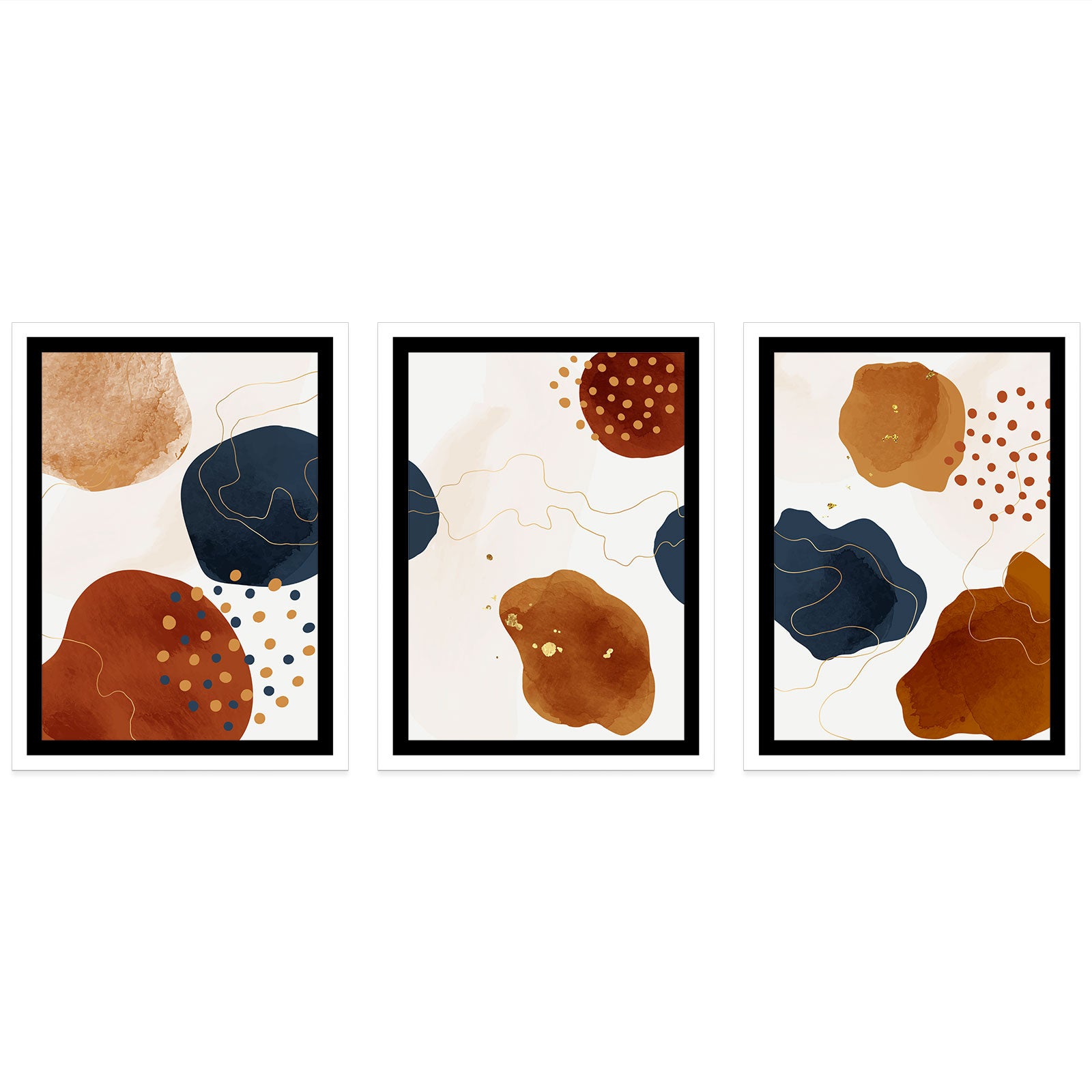 Lot de 3 Affiches / Posters Triptyque - Abstrait 3617689992235 - Bordure noire - 3 Affiches - 40x50 cm (Cadres non fournis) - 4