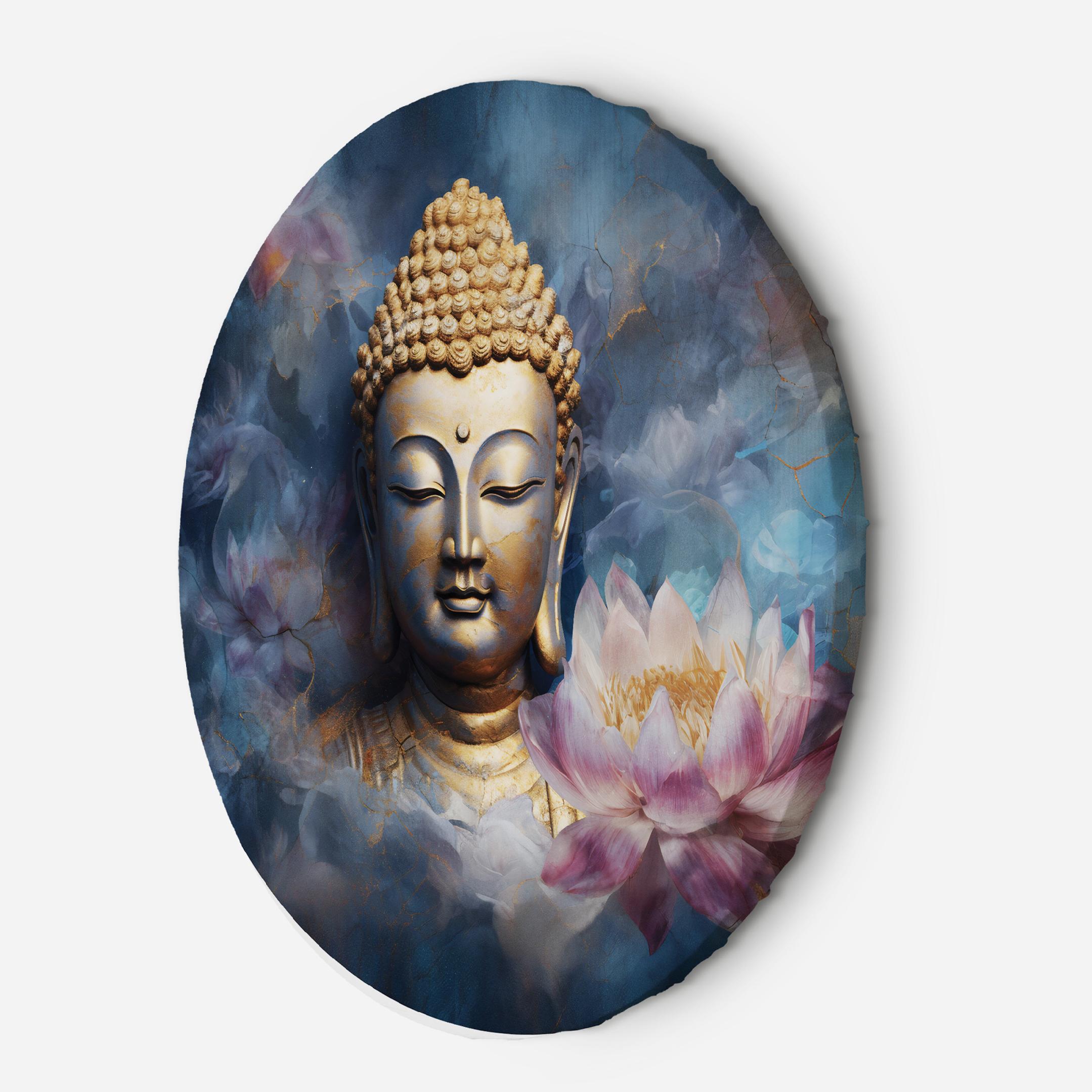 Okrągly obraz, Budda i kwiaty zen 40x40