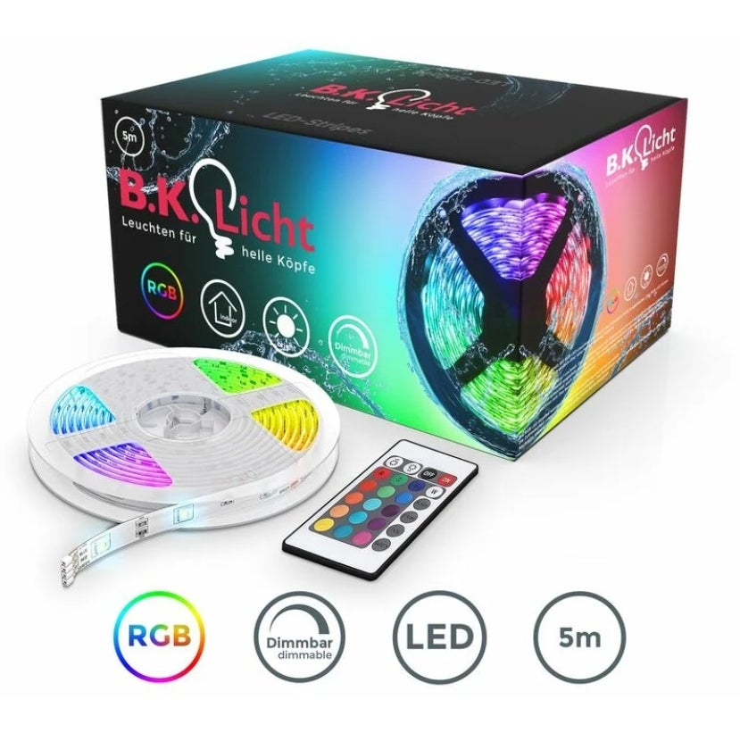 Ruban LED 5m, guirlande lumineuse extérieur, avec télécommande, lumière décorative blanche et multicolore, 16 couleurs, bande lumineuse IP44 - 2