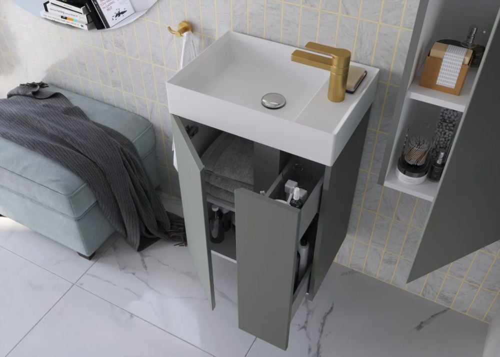 Umywalka wpuszczana UNIQ Solid Surface 50 cm bez otworu na b - 4