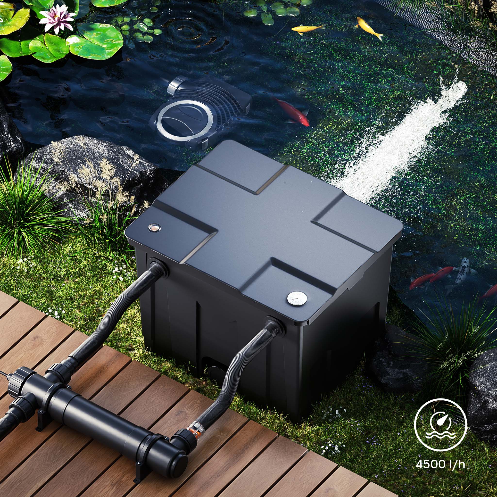 CUV-136 Stérilisateur Clarificateur de bassins ou d’étang - débit max. de 4500 l/h - avec Lampe rayons UV-C 36 W - pour Poissons et plantes… SunSun... - 7