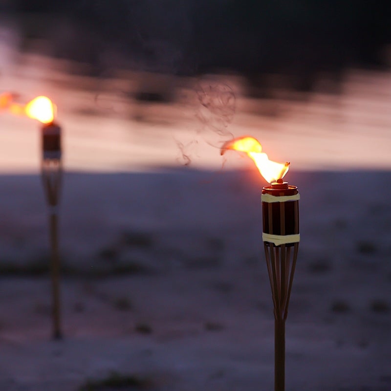 Lot de 12 torches de jardin en bambou, hauteur&nbsp;: 90&nbsp;cm, torches à huile avec mèche - 9