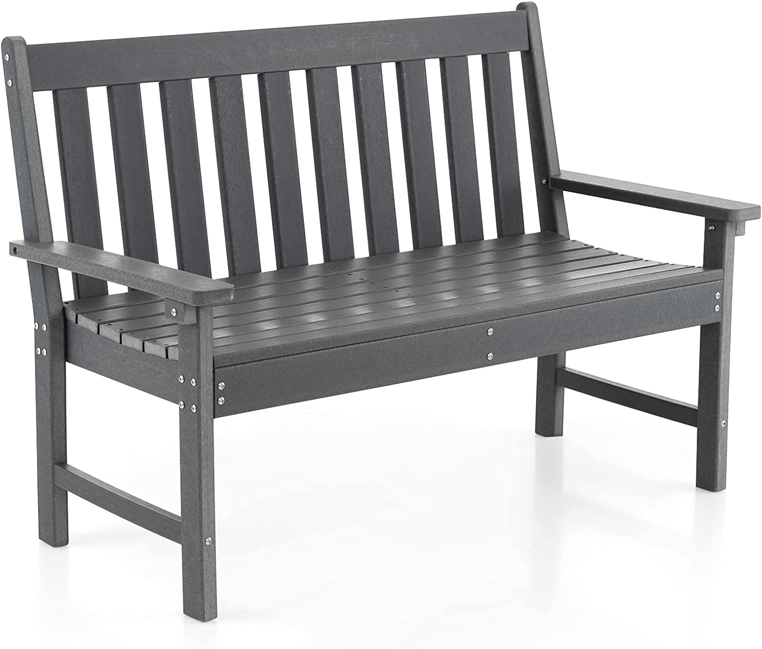 Ławka ogrodowa, odporna na warunki atmosferyczne, 2-osobowa, nośność do 320 kg, wykonana z tworzywa HDPE, na balkon i taras, 132 x 65 x 91 cm