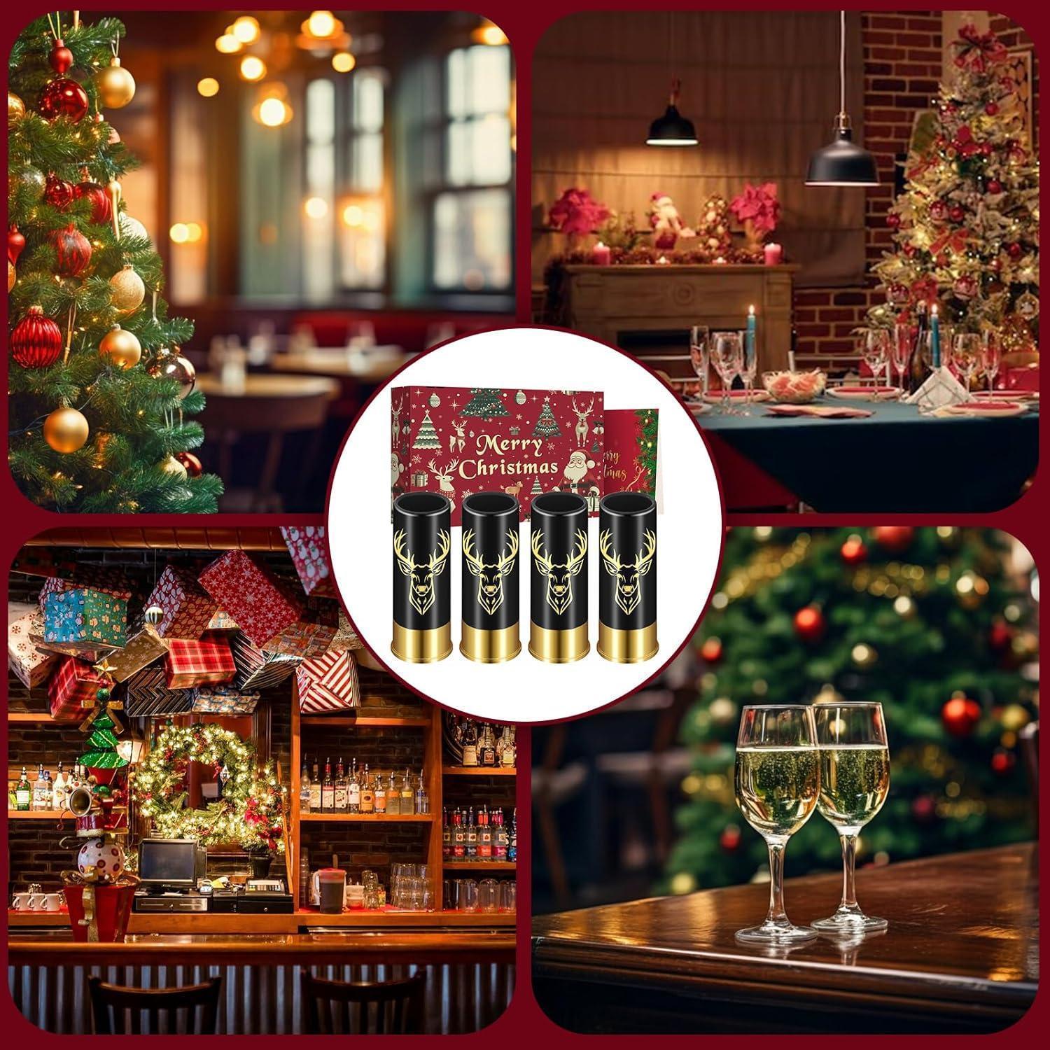 Schaps 4 Verres à Schnaps Tête de Cerf Noir Plastique 45 ml - Coffret Cadeau ...