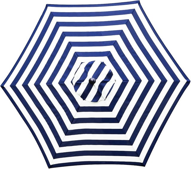 Housse pour parasol, 6 baleines, 2 M, Imperméable, Anti-UV, Toile de rechange ,rayures bleues et blanches