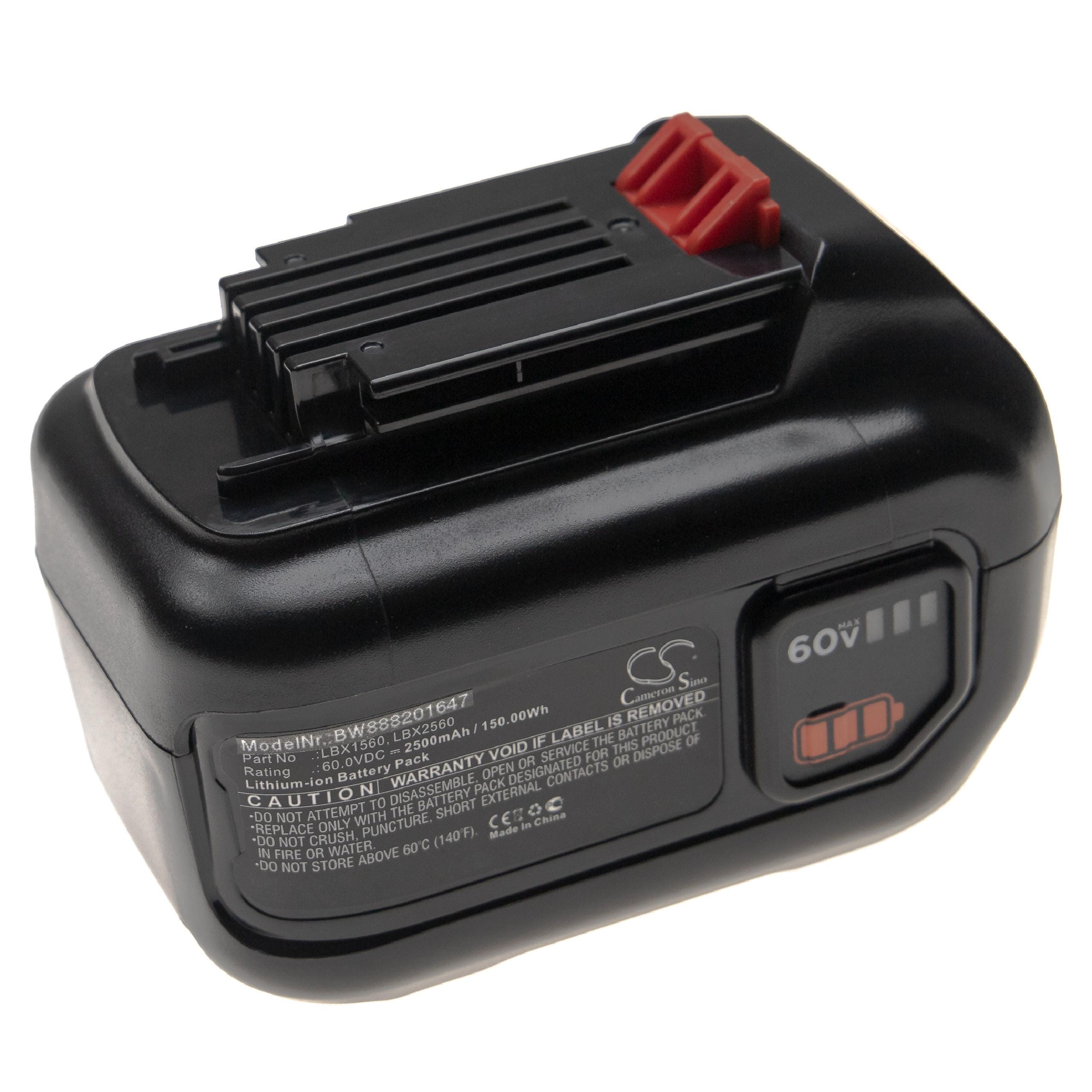 Batterie 60V 2.5Ah Li-Ion LBX2560 pour Black & Decker Batterie 60V 2.5Ah Li-Ion LBX2560 pour Black & Decker