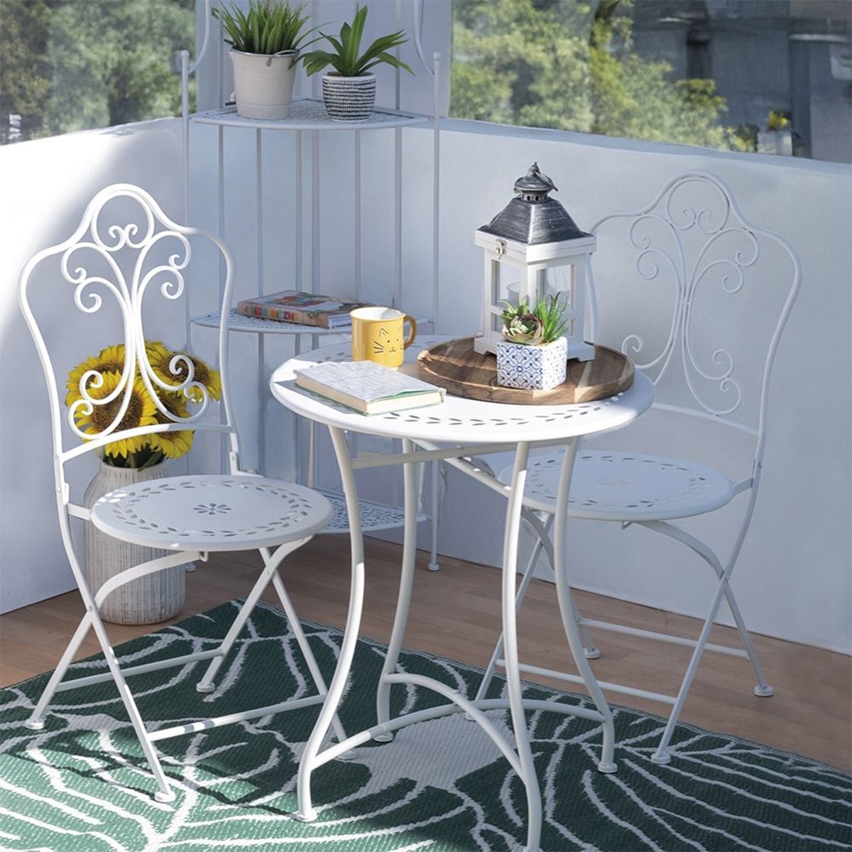 Set tavolo e 2 sedie da esterno in ferro bianco Provence Breakfast - 3