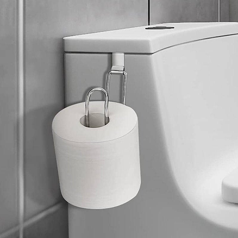Uchwyt na papier toaletowy ze stali nierdzewnej do montażu nad zbiornikiem, do przechowywania w łazience (srebrny)