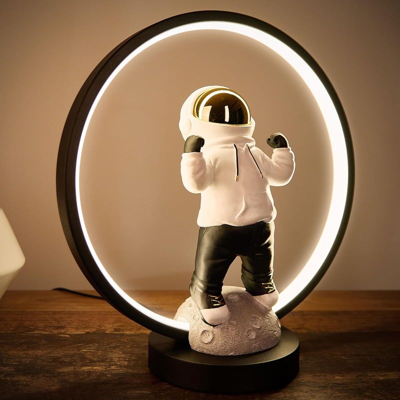 Astronaut table lamp, 33 cm, with LED ring, indirect light and USB-C ...