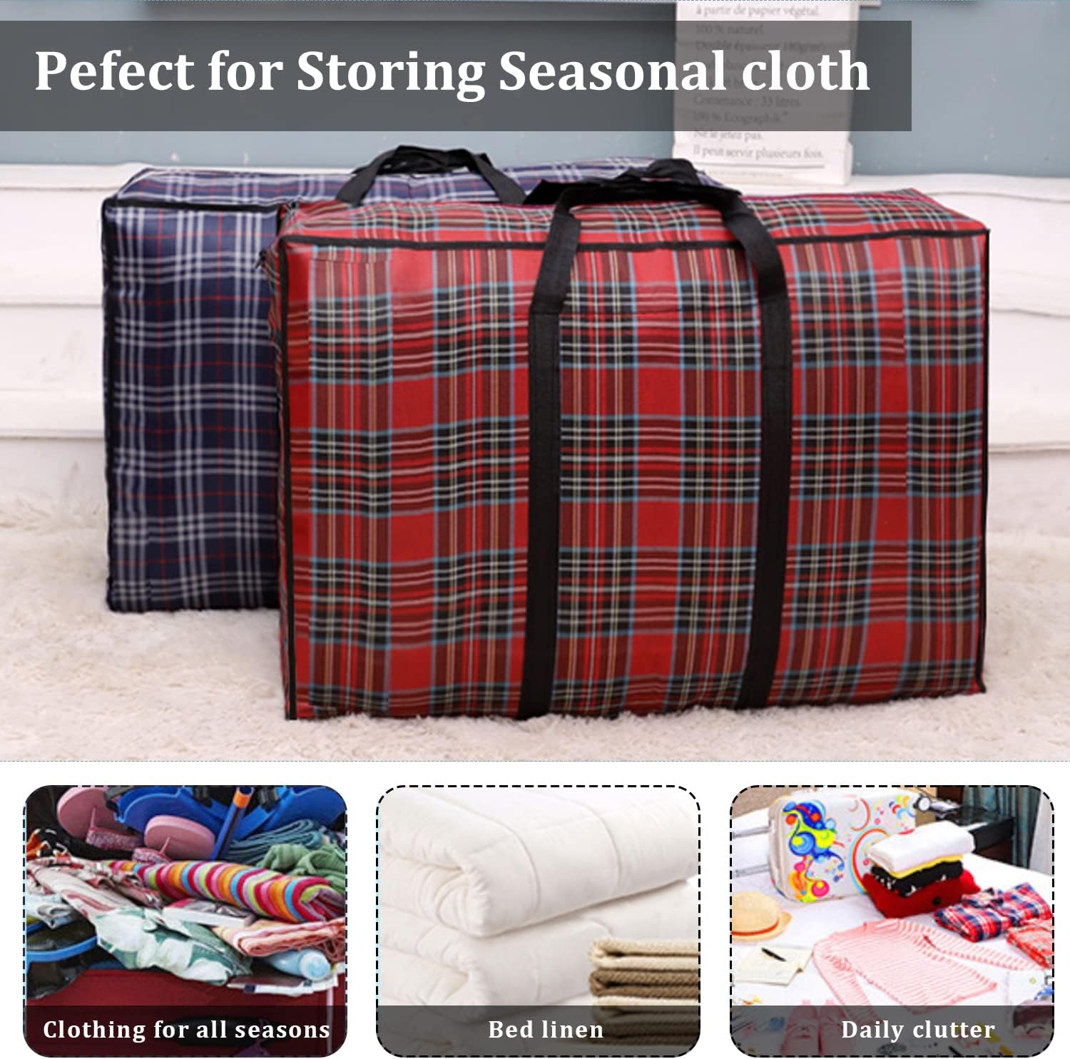 Lot De 2 Sacs De Rangement 98L Lannvan - Imperméable Tissu Oxford - 85.5x44x26 Cm - Noir