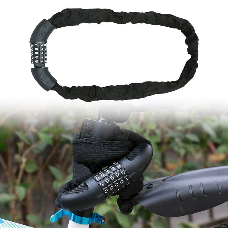 Antivol vélo, Cadenas code, Chaine antivol moto 5 chiffres, acier, 120 cm, Noir Leroy Merlin