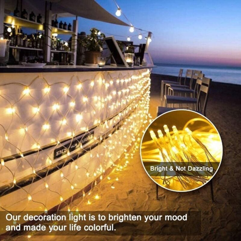 Guirlande Lumineuses Filet,672 LED Filet Lumineux 6M X 4M 8 Modes énergie étanche,Dimmable pour Chambre Noël Mariage Soirée Maison Jardin,Blanc Chaud - 2