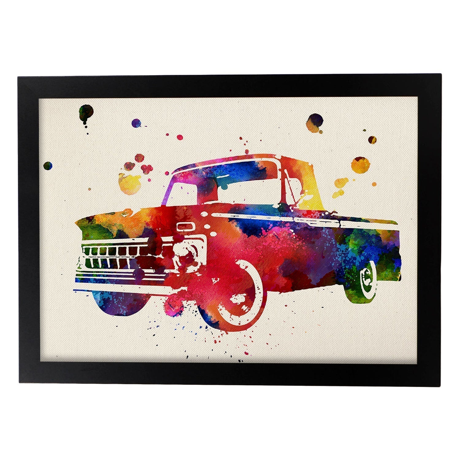 Affiche Ancienne De Camion Avec Conception D'aquarelle. Mélange De Feuilles Avec Un Cadre De Style De Style Aquarelle Clair A4 - 2