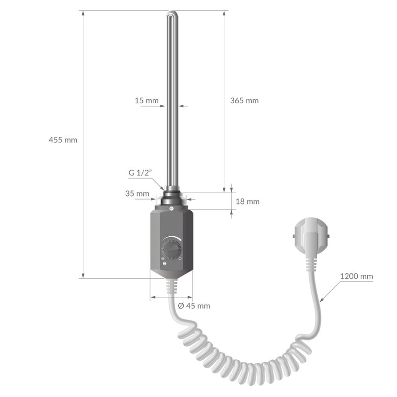 LuxeBath element grzejny 1200W grafitowy do grzejników lazienkowych wklad grzewczy z termostatem elektroniczny regulator cieploty modul z wtyczka