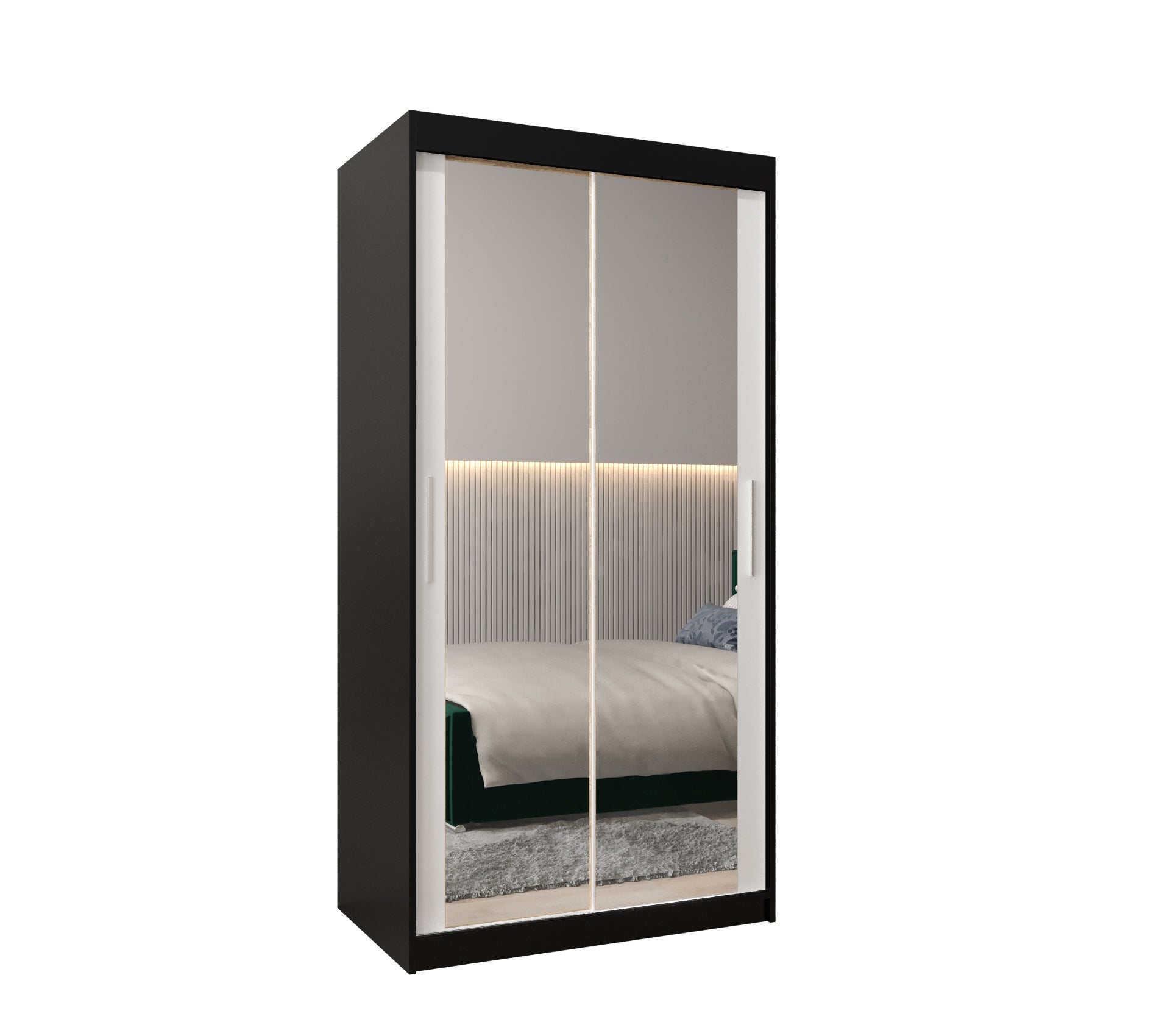 Szafa przesuwna garderoba TOKYO 3 100 x 62 x 200 cm Czarny + Biały - Abiks Meble
