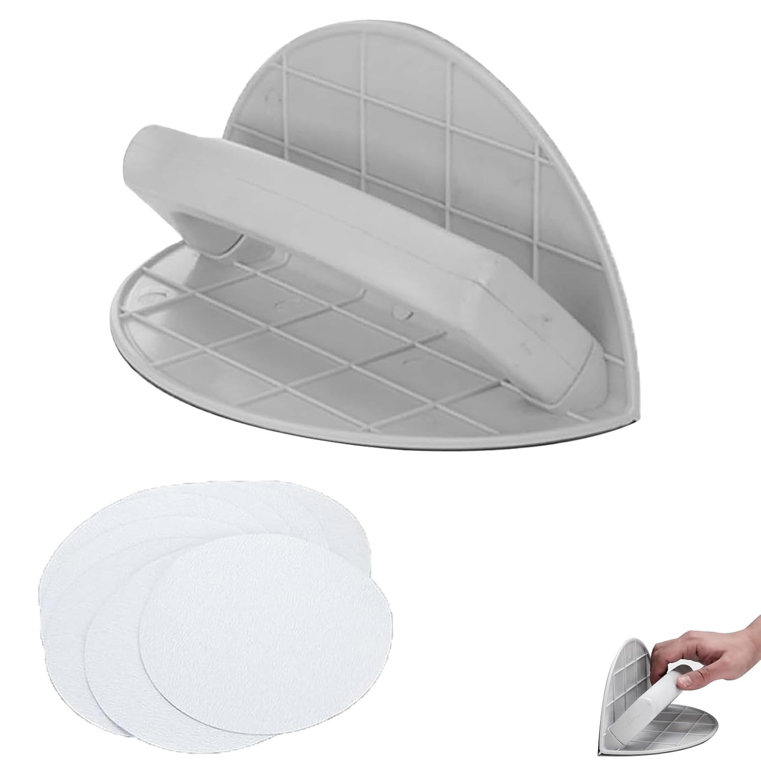 Ponceuse Manuelle Semi-Circulaire Multifonctionnelle + 10 Papiers De Verre - Kit De Ponçage Pour Coins, Courbes Et Murs