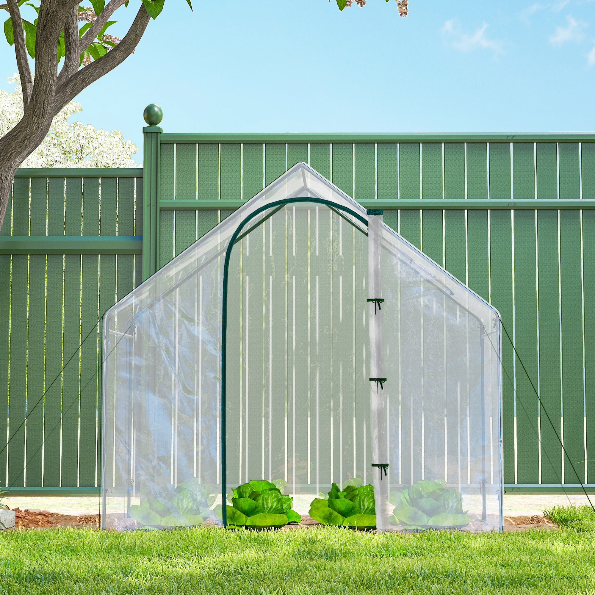 Serre de jardin - Outsunny - PVC serre balcon bâche renforcée porte zippée légumes - acier - 180x100x168cm - transparent vert - 7