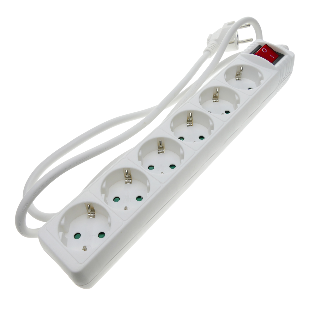 Bematik Regleta De Enchufes 6 Schuko 16A 230V Con Interruptor Y Cable De 3M Blanca , Leroy Merlin