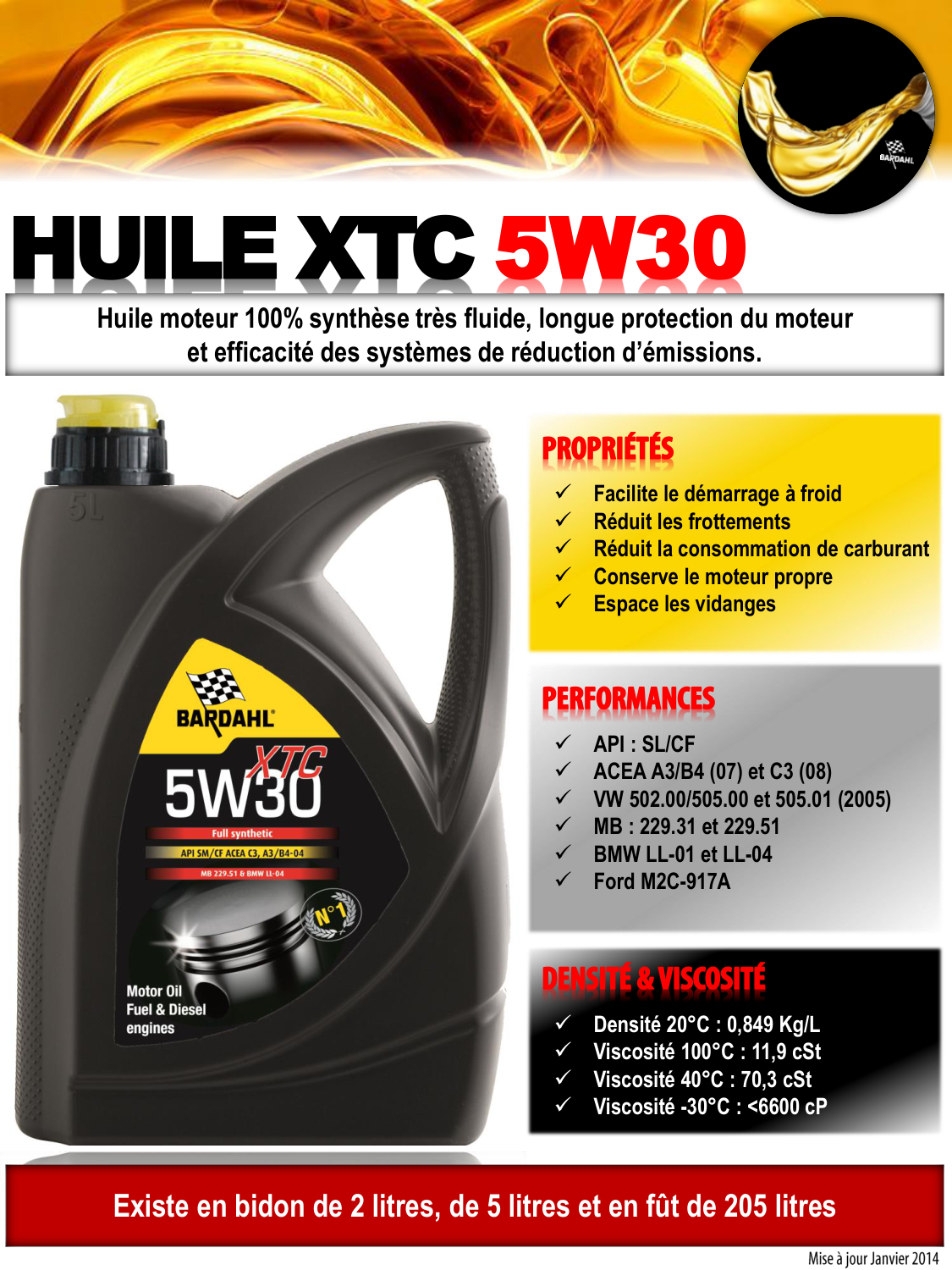 Huile Moteur BARDAHL XTEC 5W30 1L 1L 1L - 2
