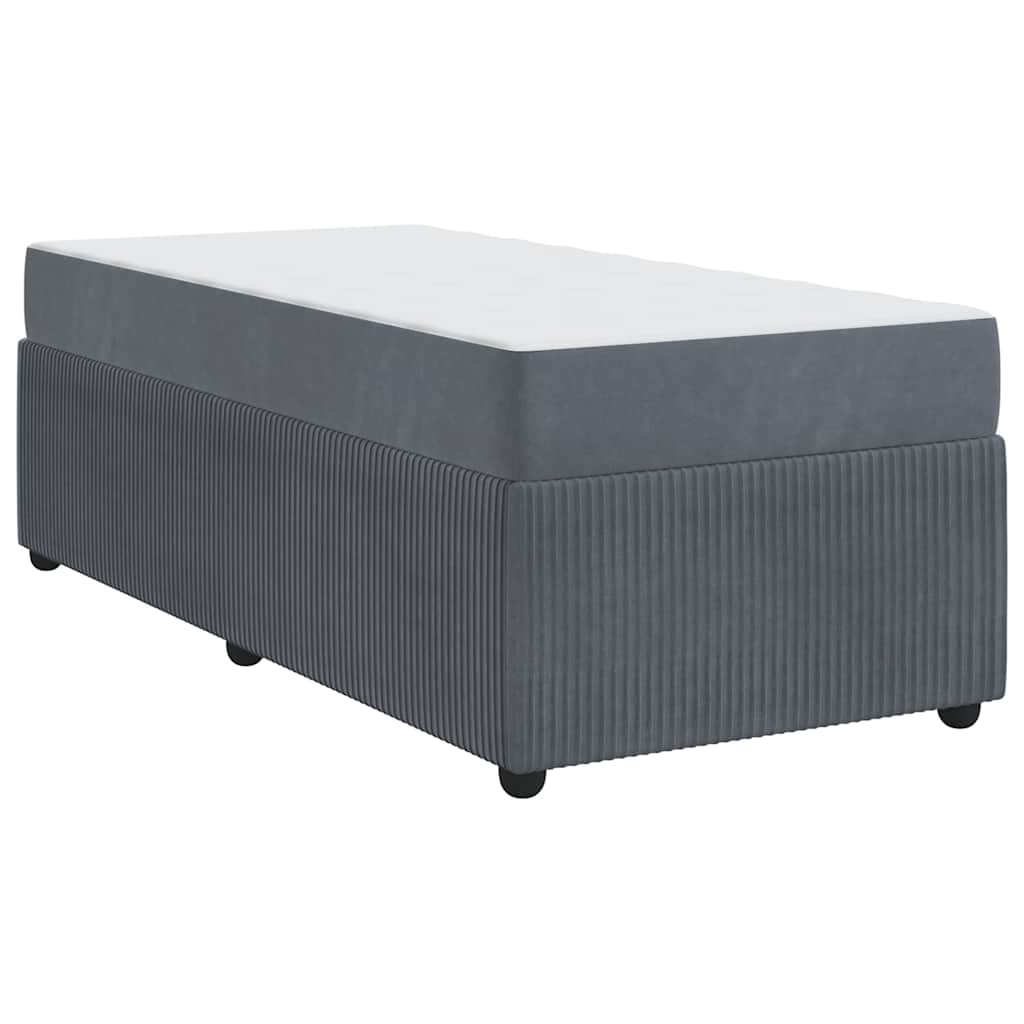 Cadre de lit avec matelas Gris foncé 90 x 200 cm Velours - 2