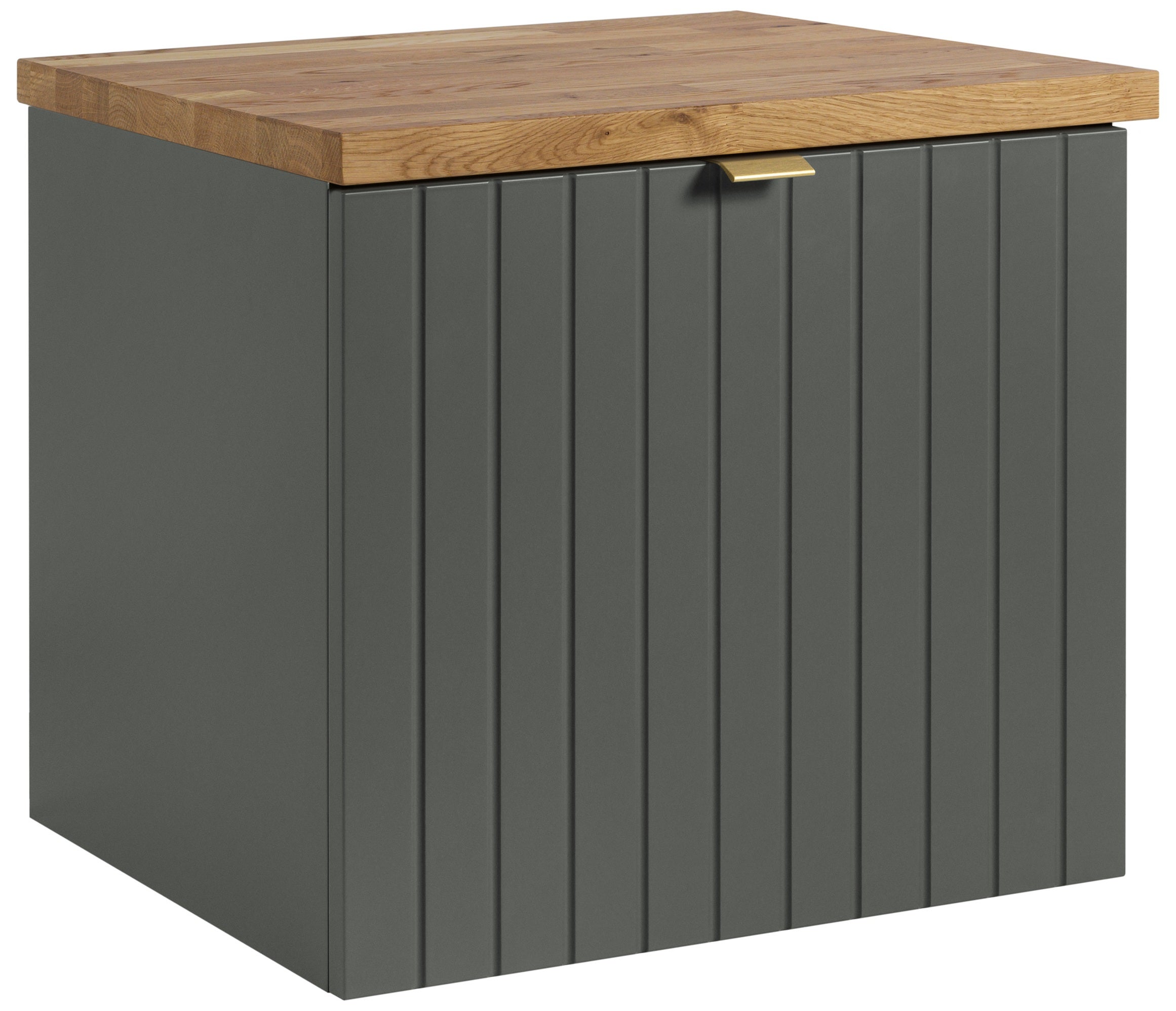 Szafka łazienkowa HARMO 51 cm zielona lakierowana blat dębowy frezowany front