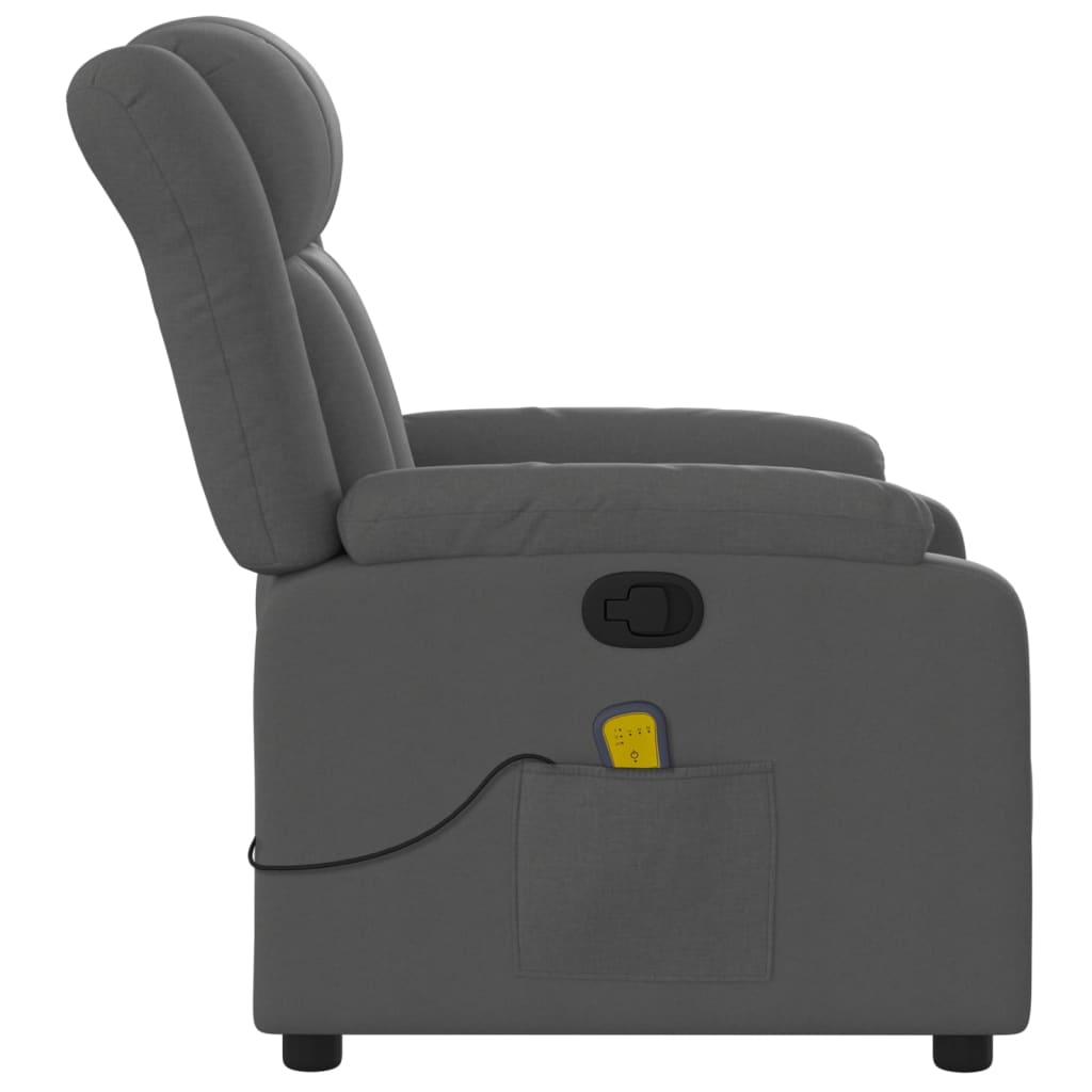 Fauteuil de Salon，Chaise，Fauteuil inclinable de massage gris foncé tissu - 8
