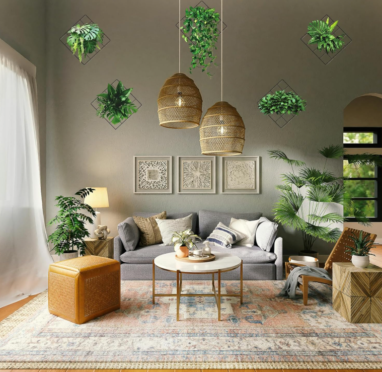 Alfven Adesivi Murali 3D Piante Verdi – 6 Pezzi 30x29 Cm Per Soggiorno, Camera E Cucina