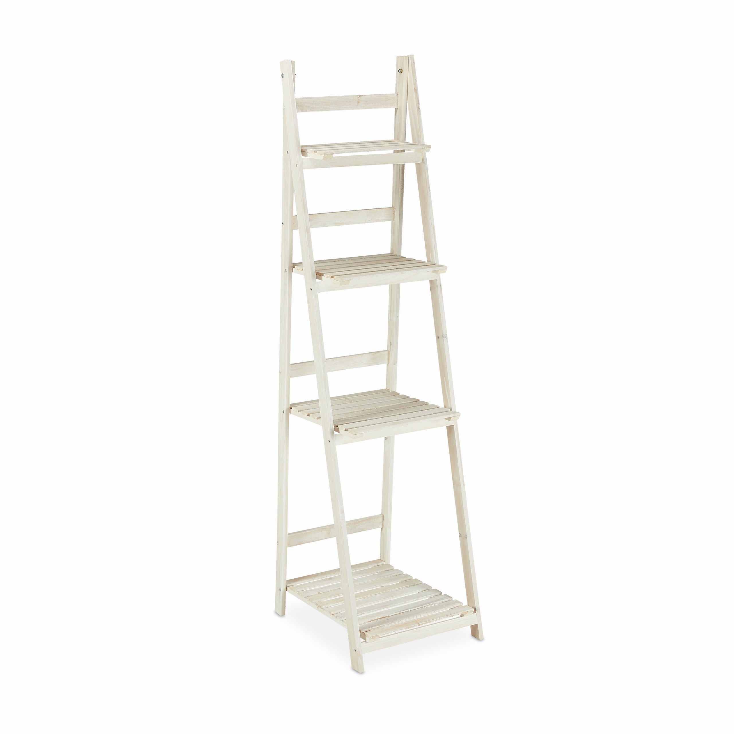 Etagère à fleurs, pour l’intérieur et le balcon, simple et chic, pliante, 160x41x50 cm, 4 marches, blanc, Relaxdays - 9