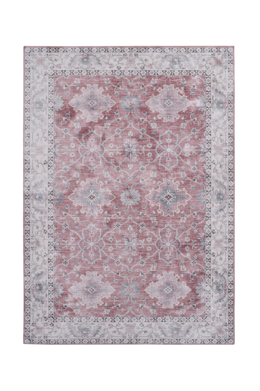 Tapis Oriental Poils Ras Rouge 200x290 Cm - Style Traditionnel Élégant, Polypropylène Durable, Salon Chambre Anti-Dérapant OEKO-TEX