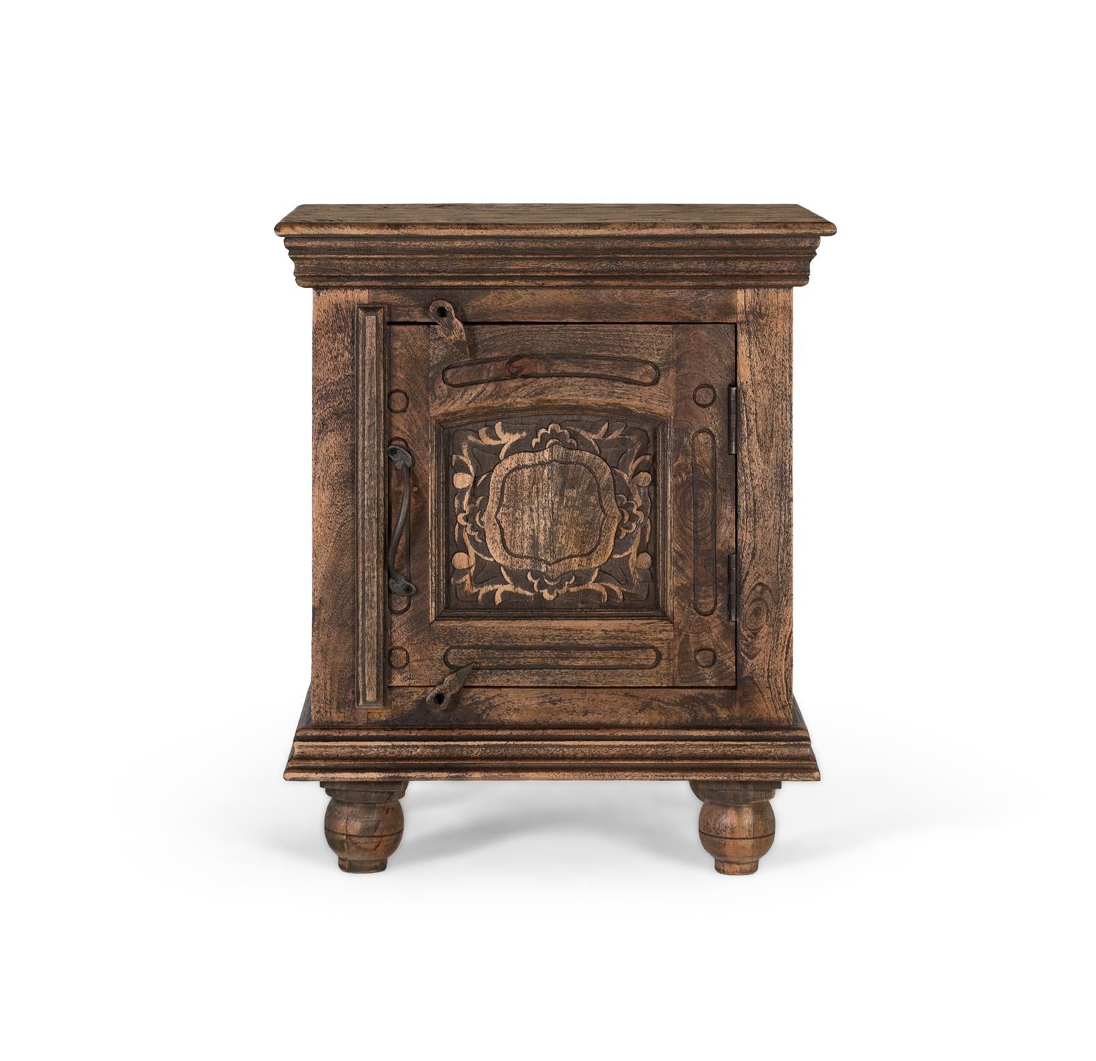 Table de chevet en bois de manguier masyw avec une wykończenie rustique