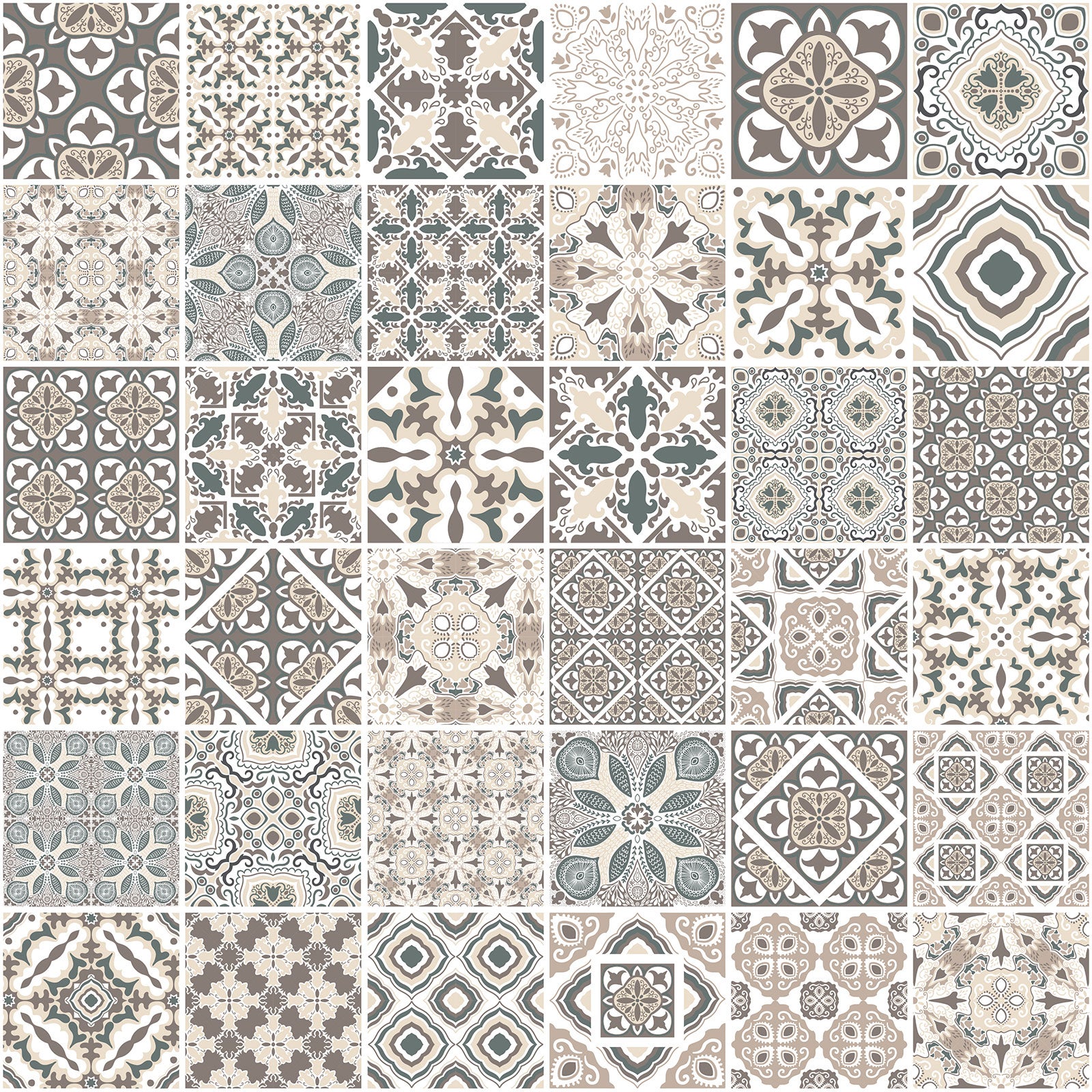 Crédence adhésive sticker décoratif pour cuisine - Effet carreaux de ciment - Adhésif BRILLANT - 60x60 cm - 2