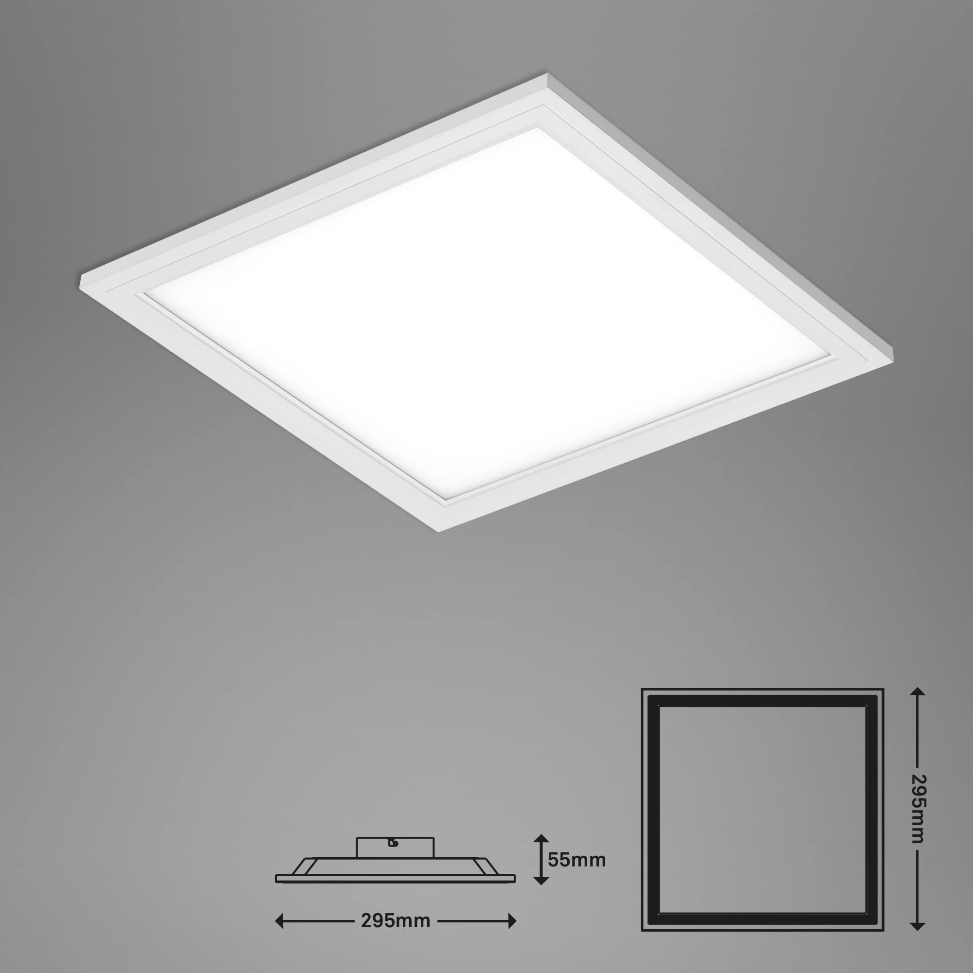 Panneau LED - carré ultrafin - IP20 - 295x295x55mm - Blanc - 4.000K - 12W - 1.300lm - Briloner - 3
