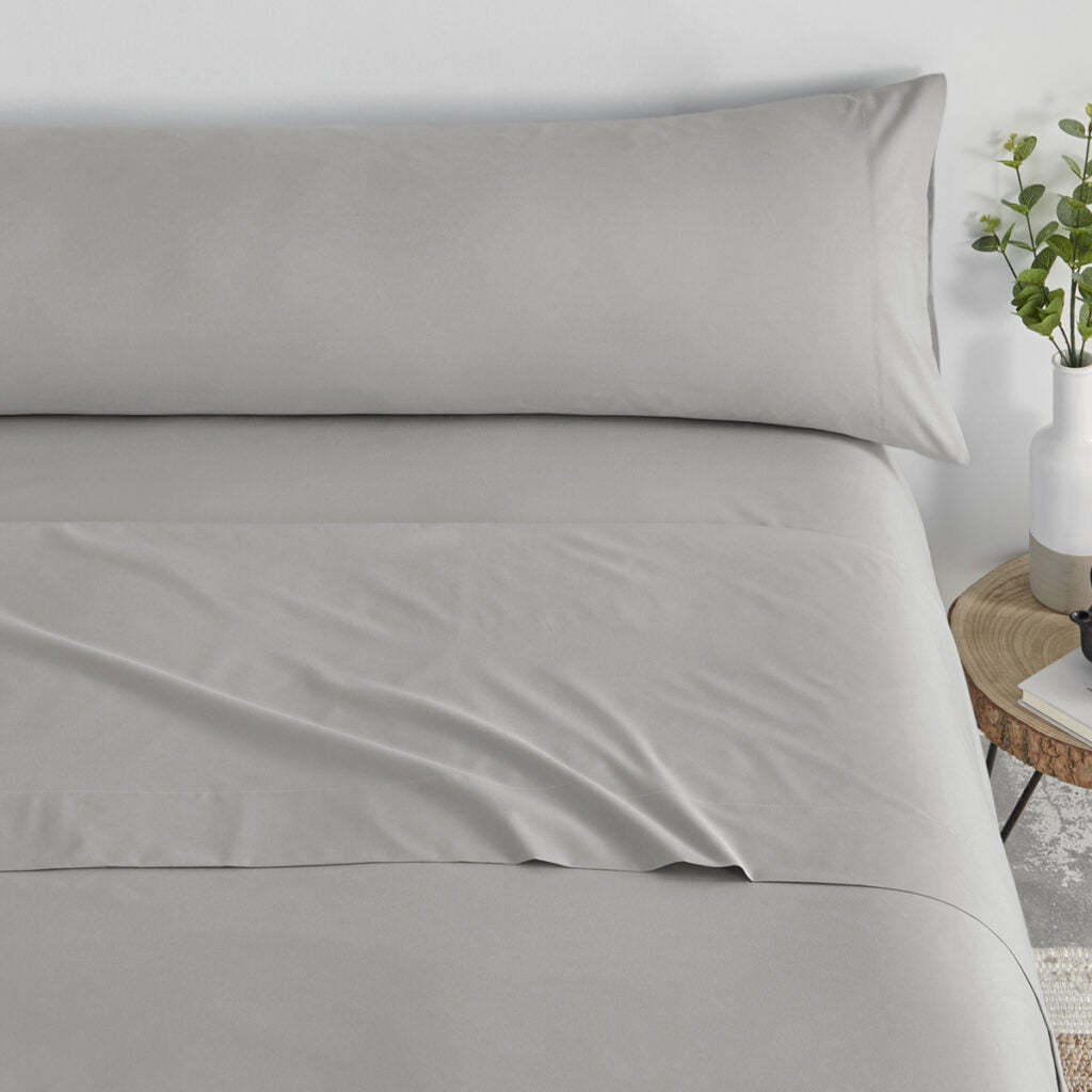 Juego de sábanas 3/4 piezas extrasuave microfibra gris perla 105cm donegal collections