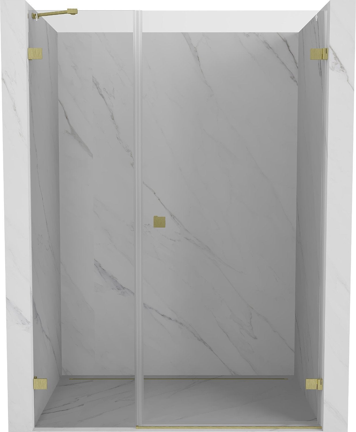 Mexen Lunar-B drzwi prysznicowe uchylne prawe 115 cm, transparent, złote szczotkowane - 832S-115-050-55-00-P